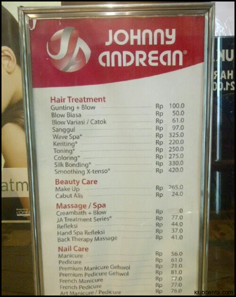 Daftar Harga Smoothing Rambut di Johnny Andrean - Eminence Solutions